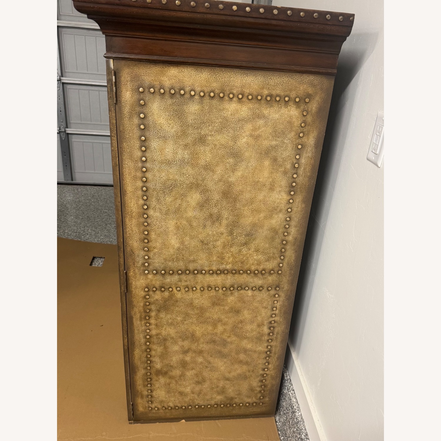 Ethan Allen Leather/Brass Studded Media Armoire - image-2