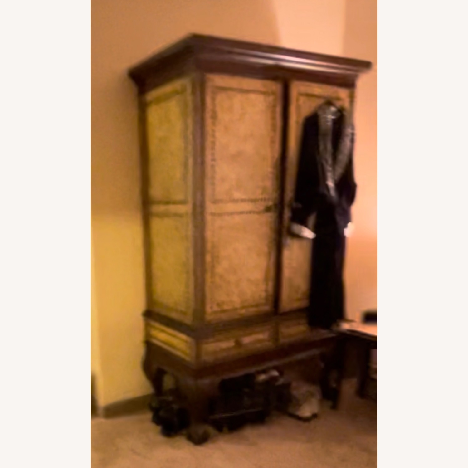Ethan Allen Leather/Brass Studded Media Armoire - image-5