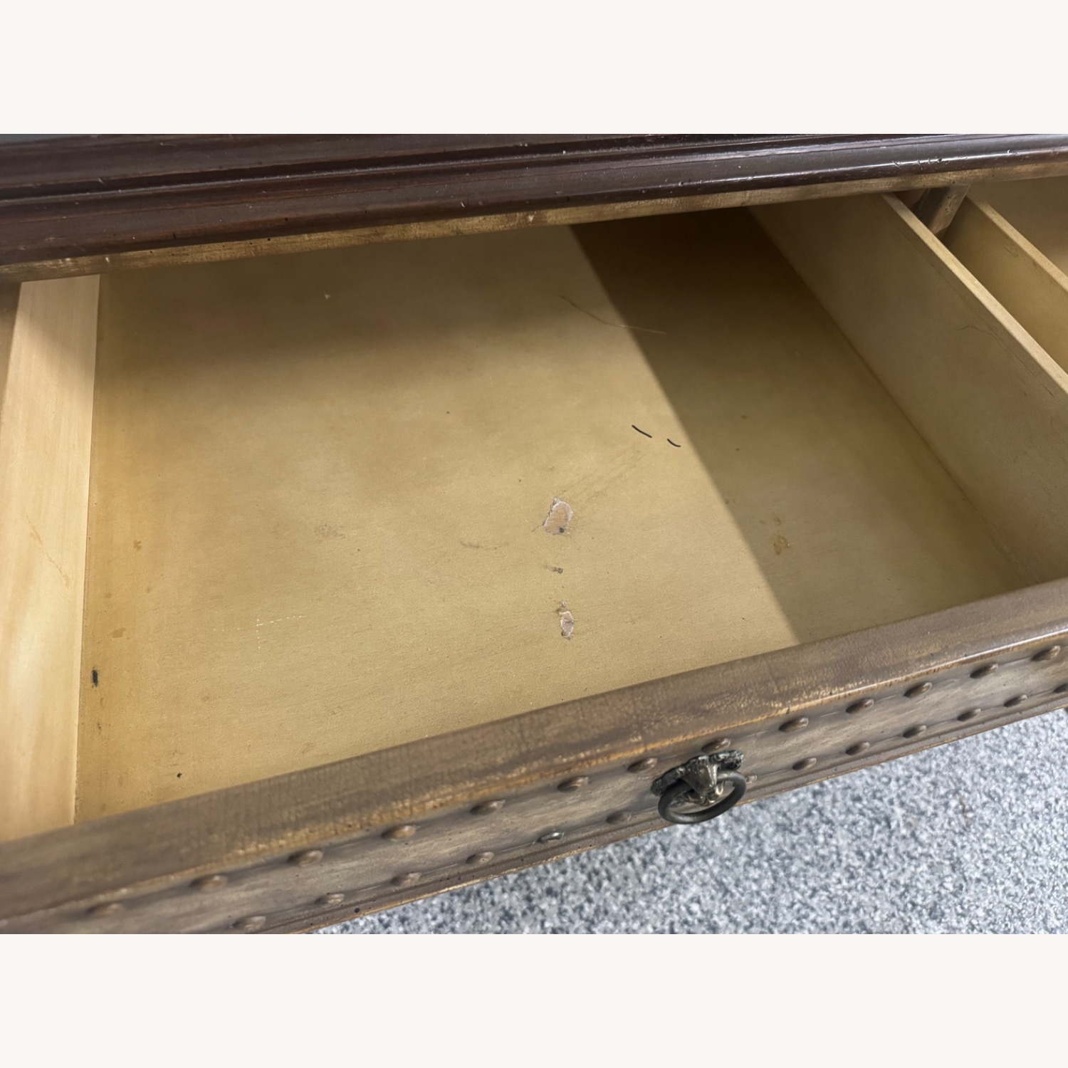 Ethan Allen Leather/Brass Studded Media Armoire - image-3