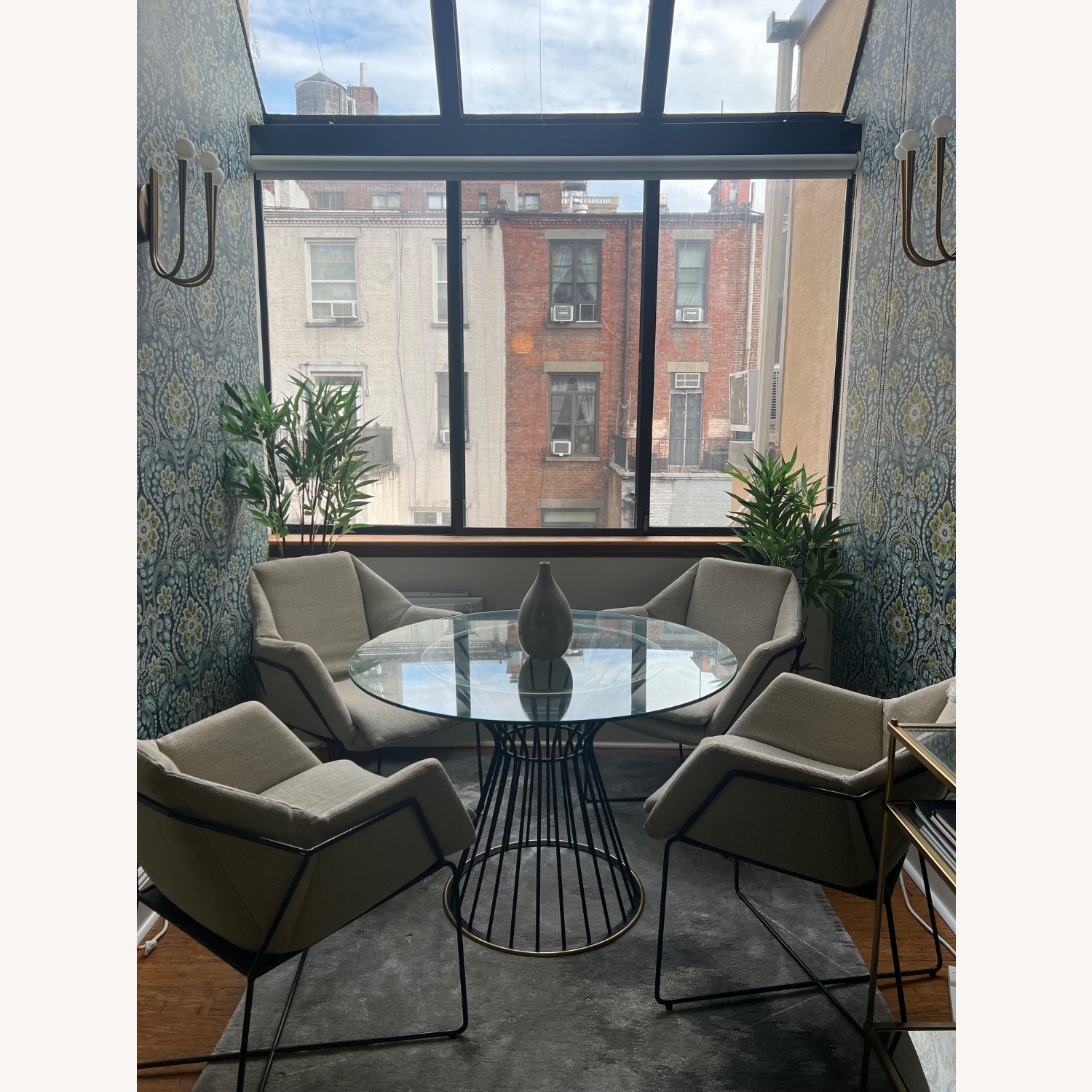 West Elm Hourglass Black Glass Dining Table - image-2