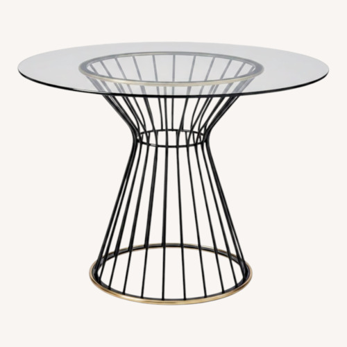 Used West Elm Hourglass Black Glass Dining Table for sale on AptDeco