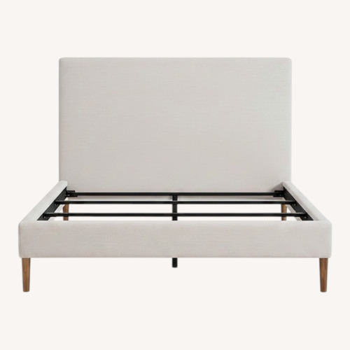 Used Pottery Barn Teen Ellery White Linen Queen Bed for sale on AptDeco