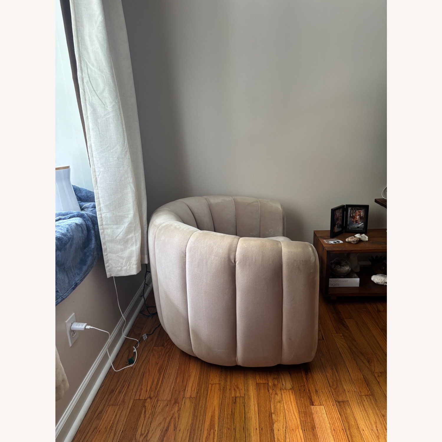 CB2 Pink Velvet Accent Chair - image-2