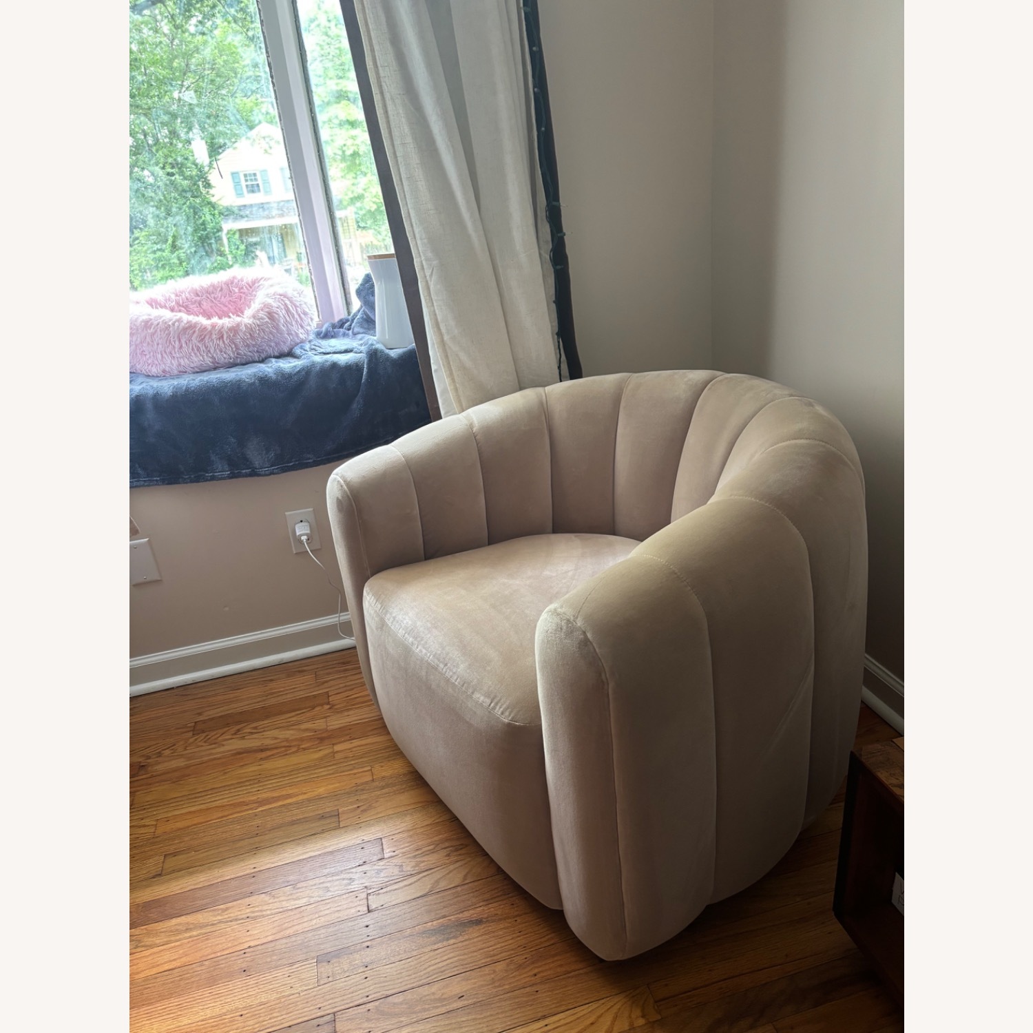 CB2 Pink Velvet Accent Chair - image-3