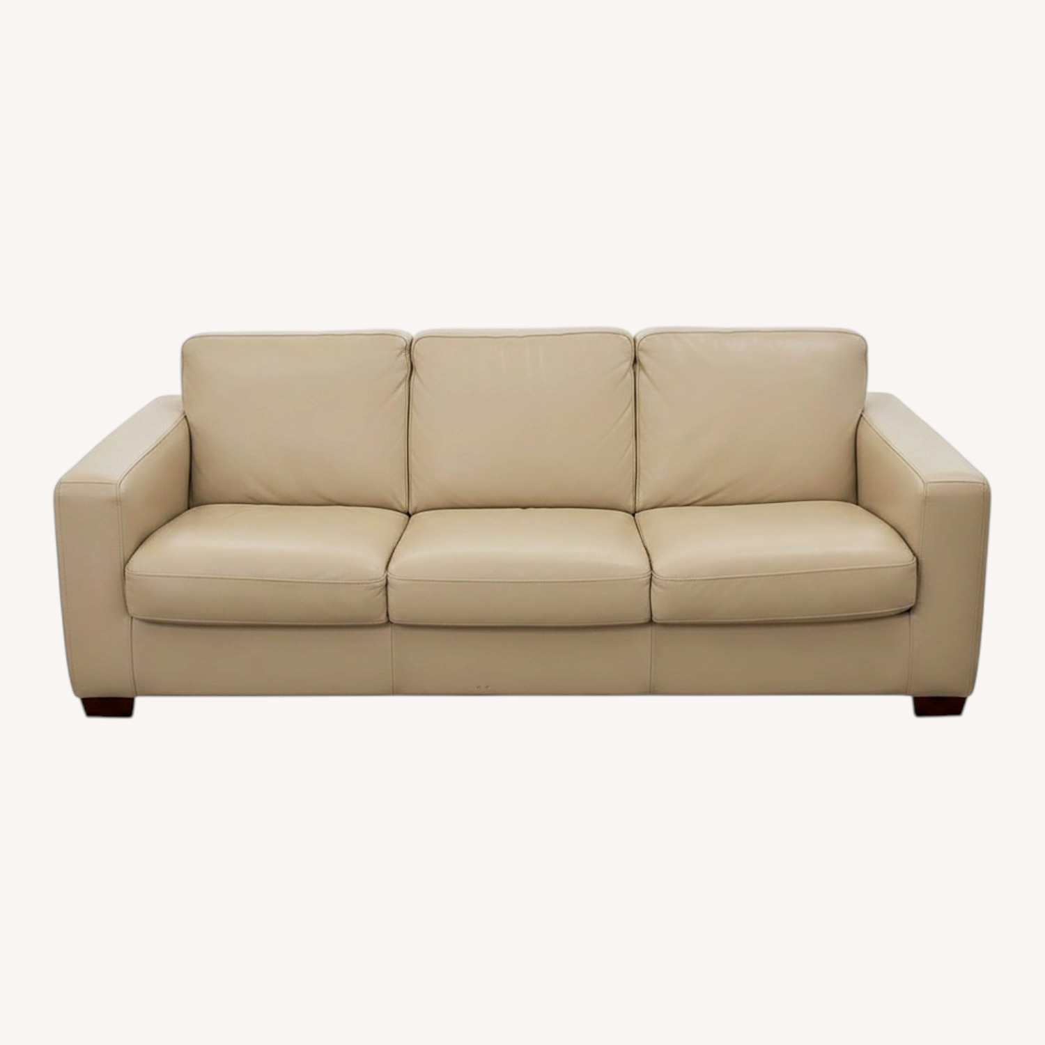Beige Faux Leather Sleeper Sofa - image-0