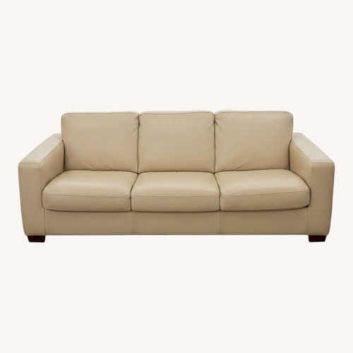 Used Beige Faux Leather Sleeper Sofa for sale on AptDeco