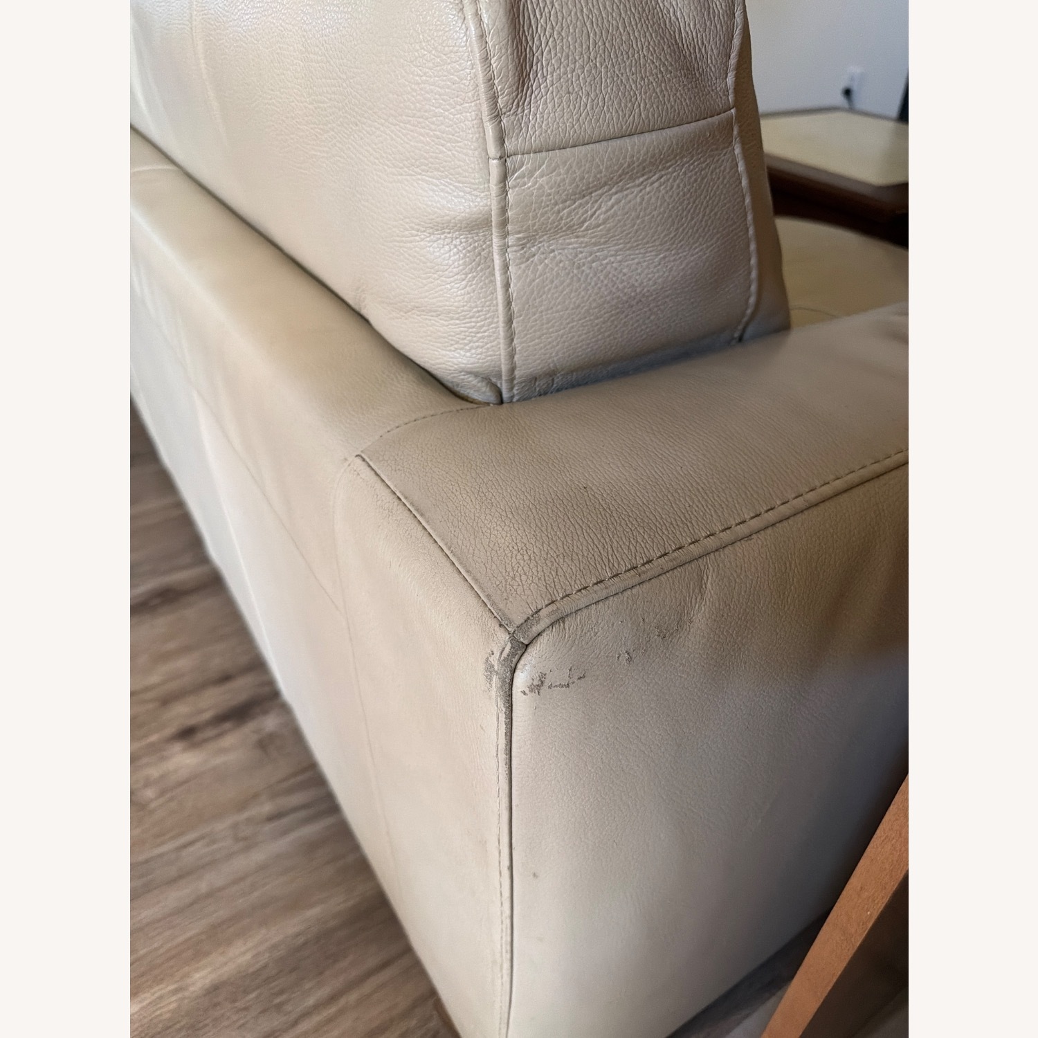 Beige Faux Leather Sleeper Sofa - image-5