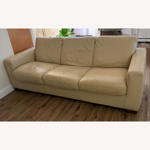 Used Beige Faux Leather Sleeper Sofa for sale on AptDeco