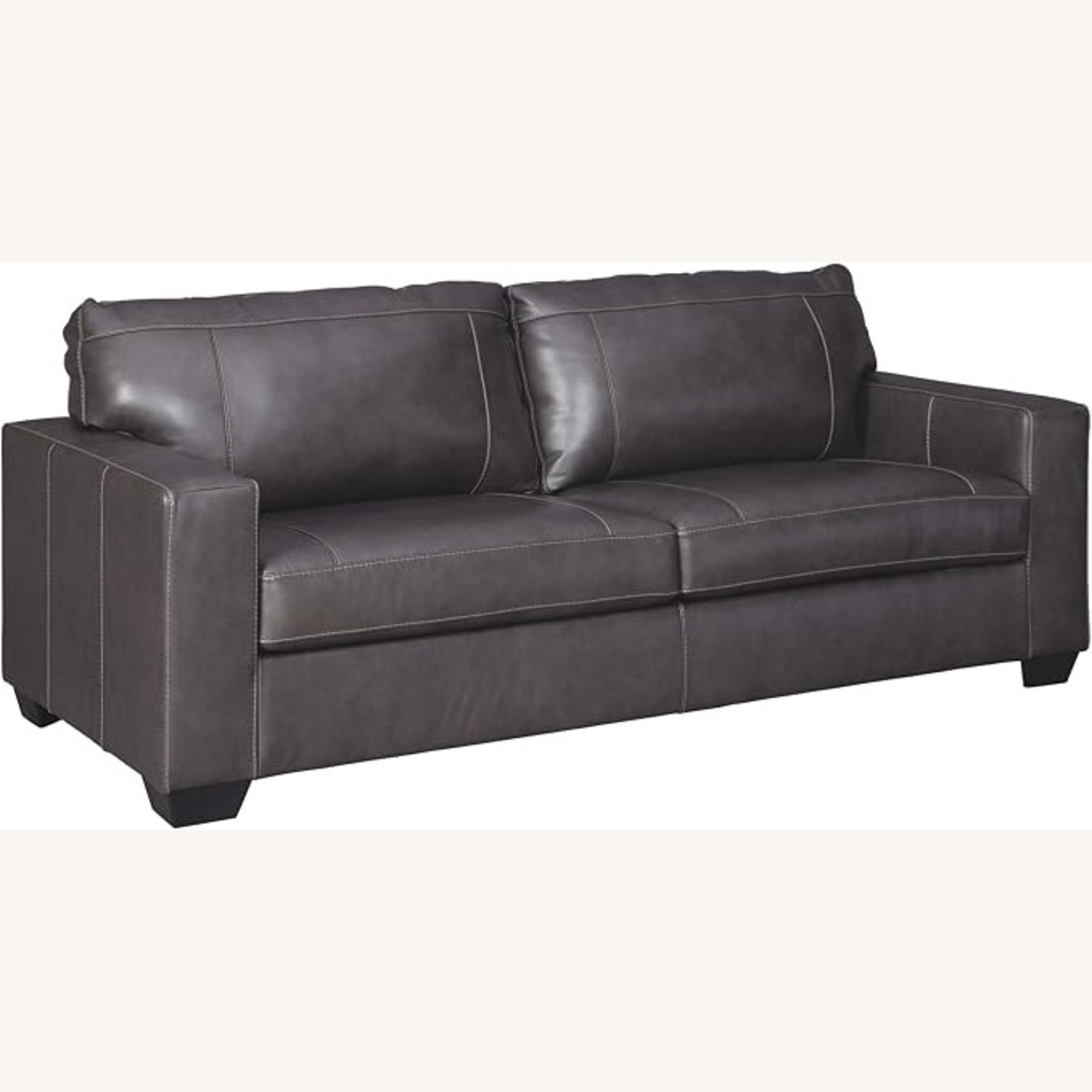 Ashley Furniture Dark Gray Leather 2 Seater Sofa - image-5