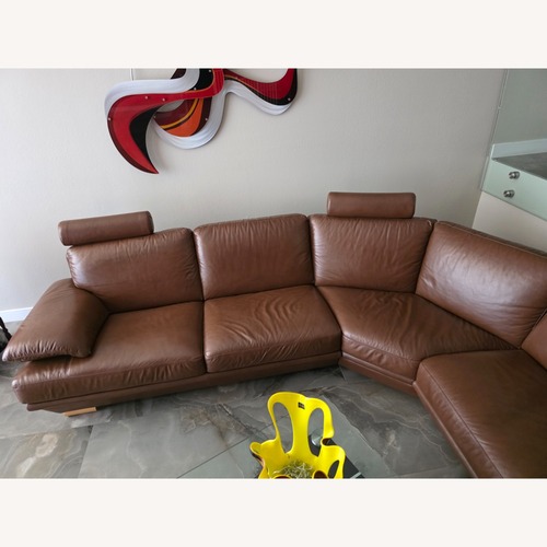 Used Natuzzi Dark Brown Leather 3+ Piece Sectional for sale on AptDeco