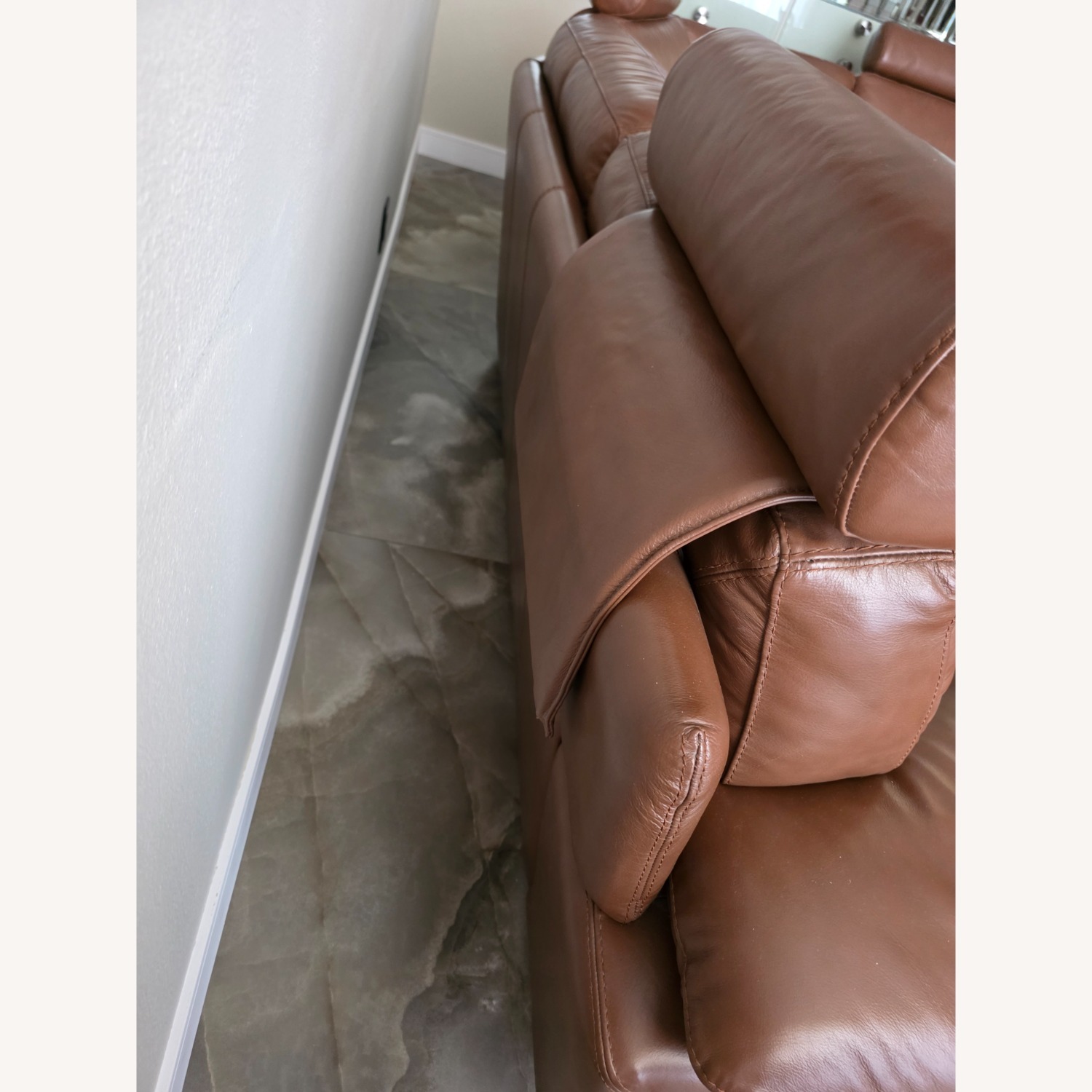 Natuzzi Dark Brown Leather 3+ Piece Sectional - image-6