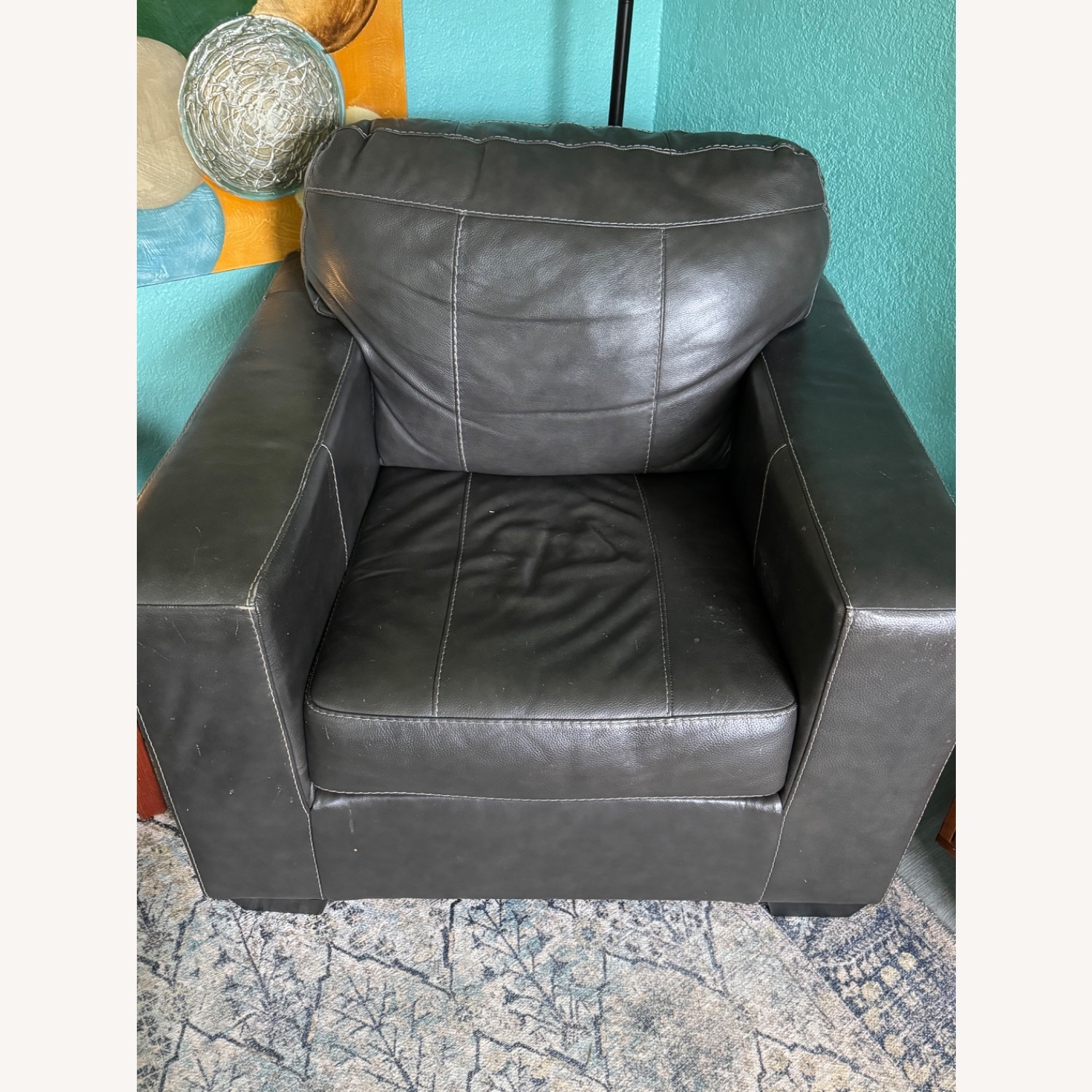 Ashley Furniture Morelos Dark Gray Leather Chair Set of 2 - image-1