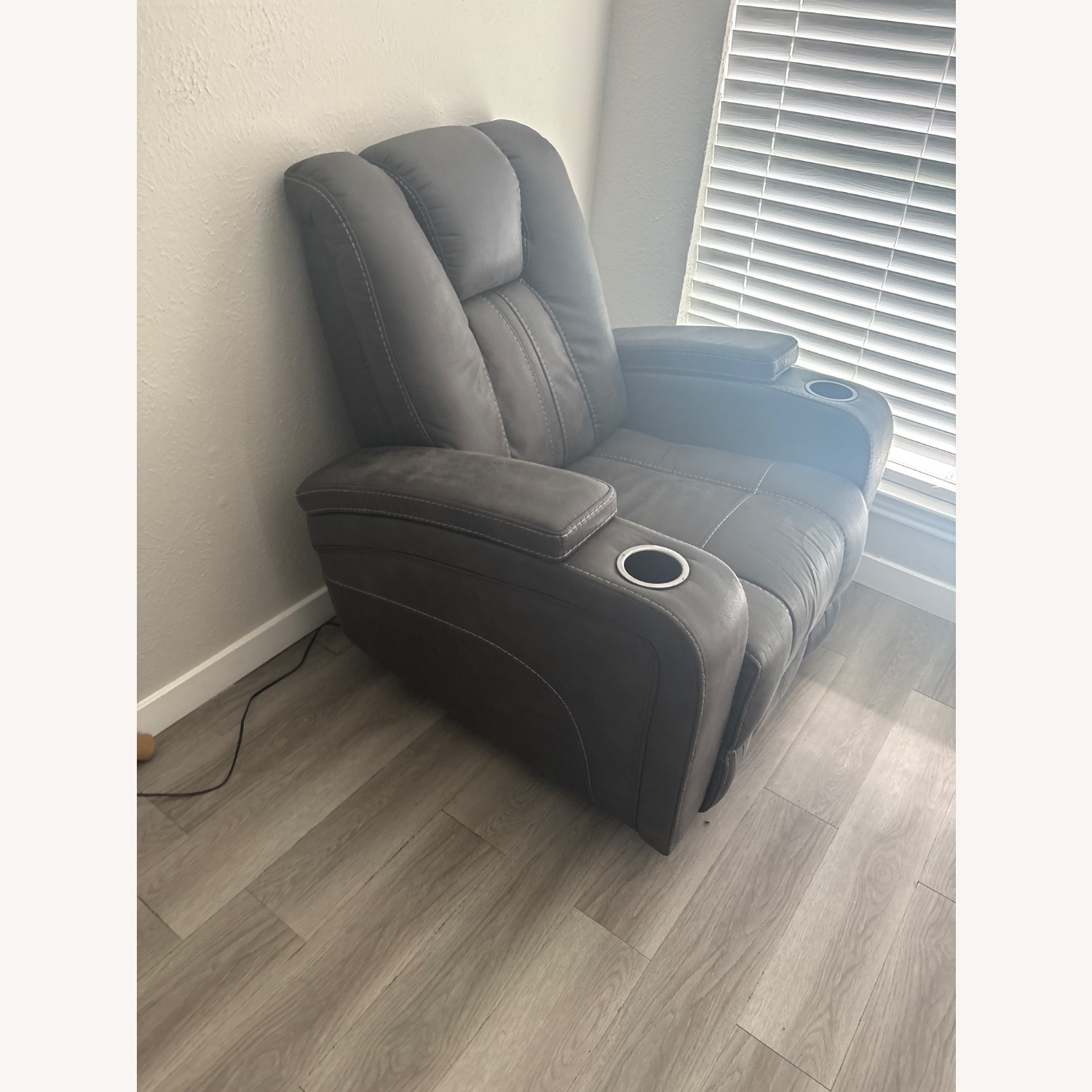 AMB Furniture Dark Gray Leather Recliner - image-4