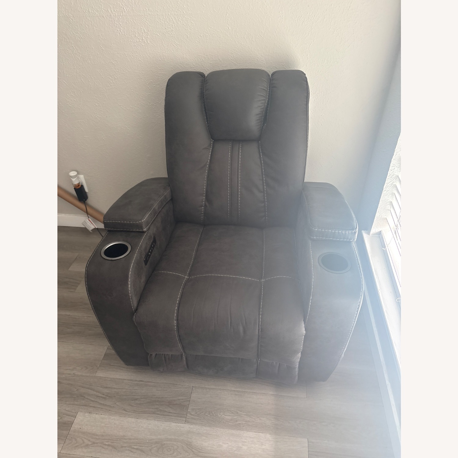 AMB Furniture Dark Gray Leather Recliner - image-2