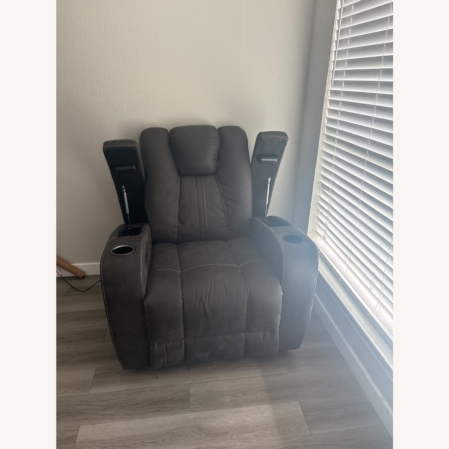 AMB Furniture Dark Gray Leather Recliner - image-5