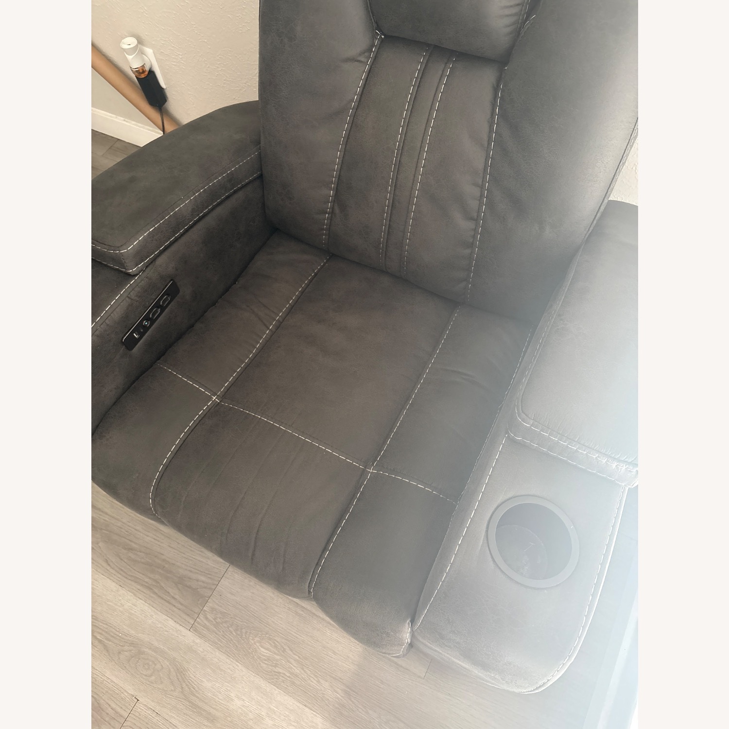 AMB Furniture Dark Gray Leather Recliner - image-1