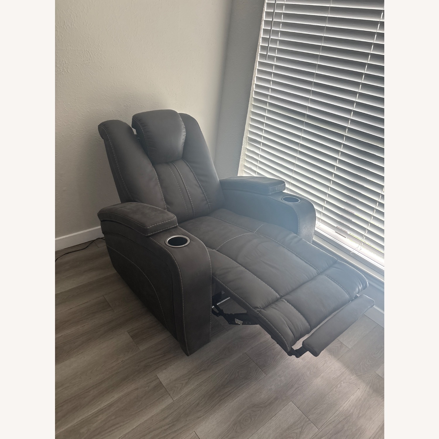 AMB Furniture Dark Gray Leather Recliner - image-6