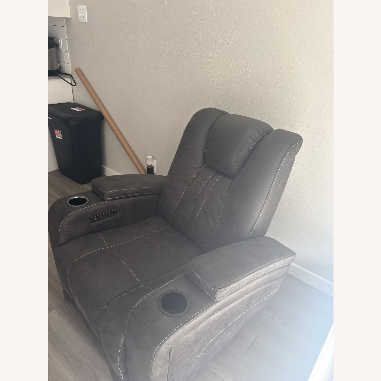 AMB Furniture Dark Gray Leather Recliner - image-3