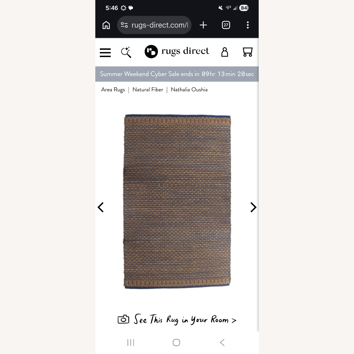 Jute Cotton Area Rug 7'9" x 9'9" - image-3