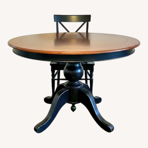 Used Vintage Solid Wood Black and Brown Dining Set for sale on AptDeco