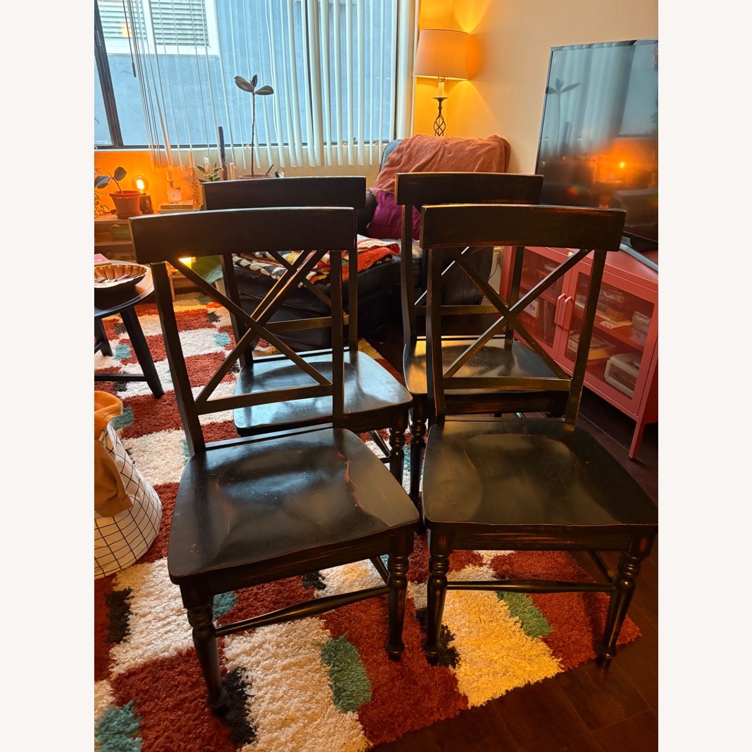 Vintage Solid Wood Black and Brown Dining Set - image-3