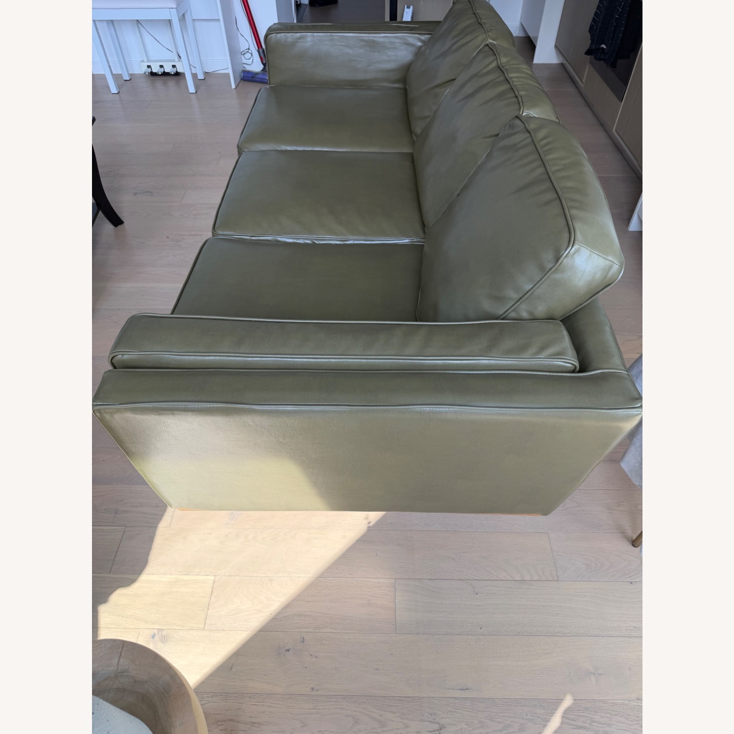 AllModern Reeves Green Leather 3+ Seater Sofa - image-6