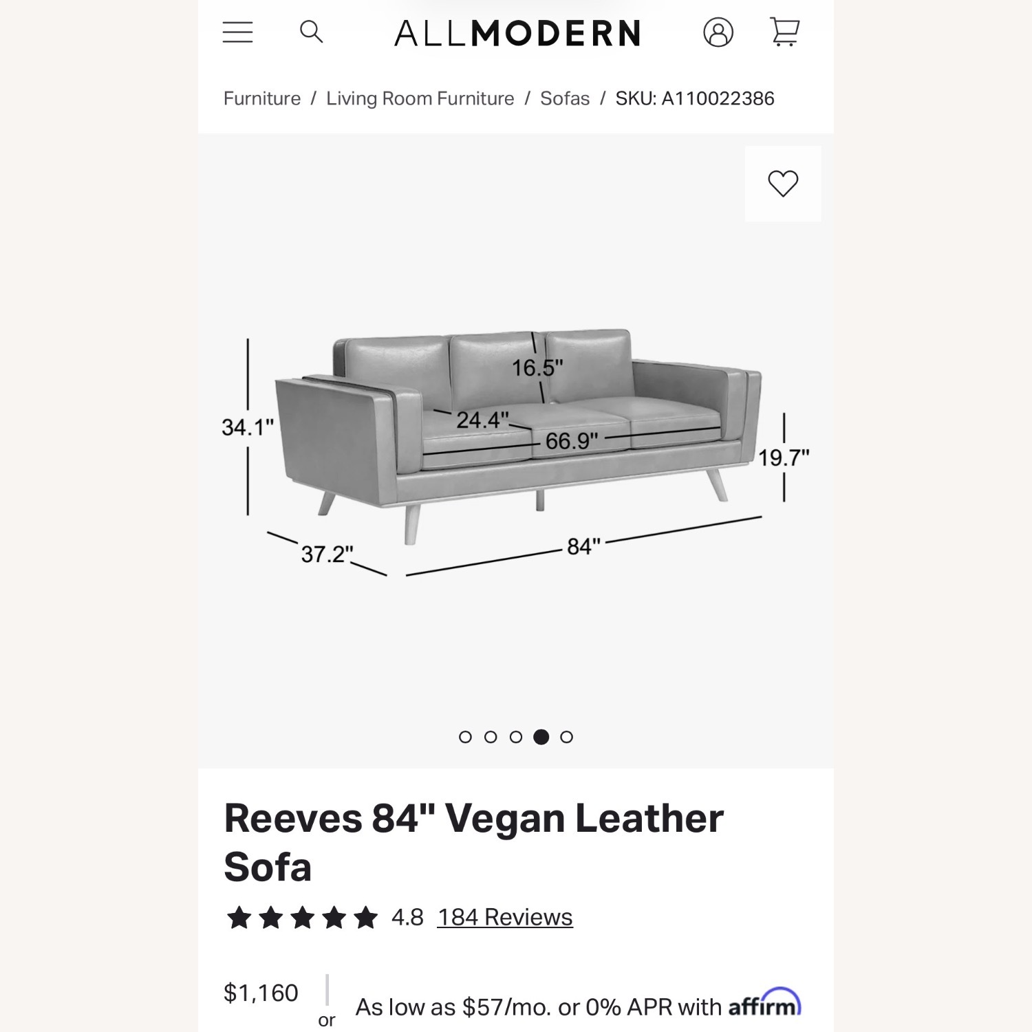 AllModern Reeves Green Leather 3+ Seater Sofa - image-4