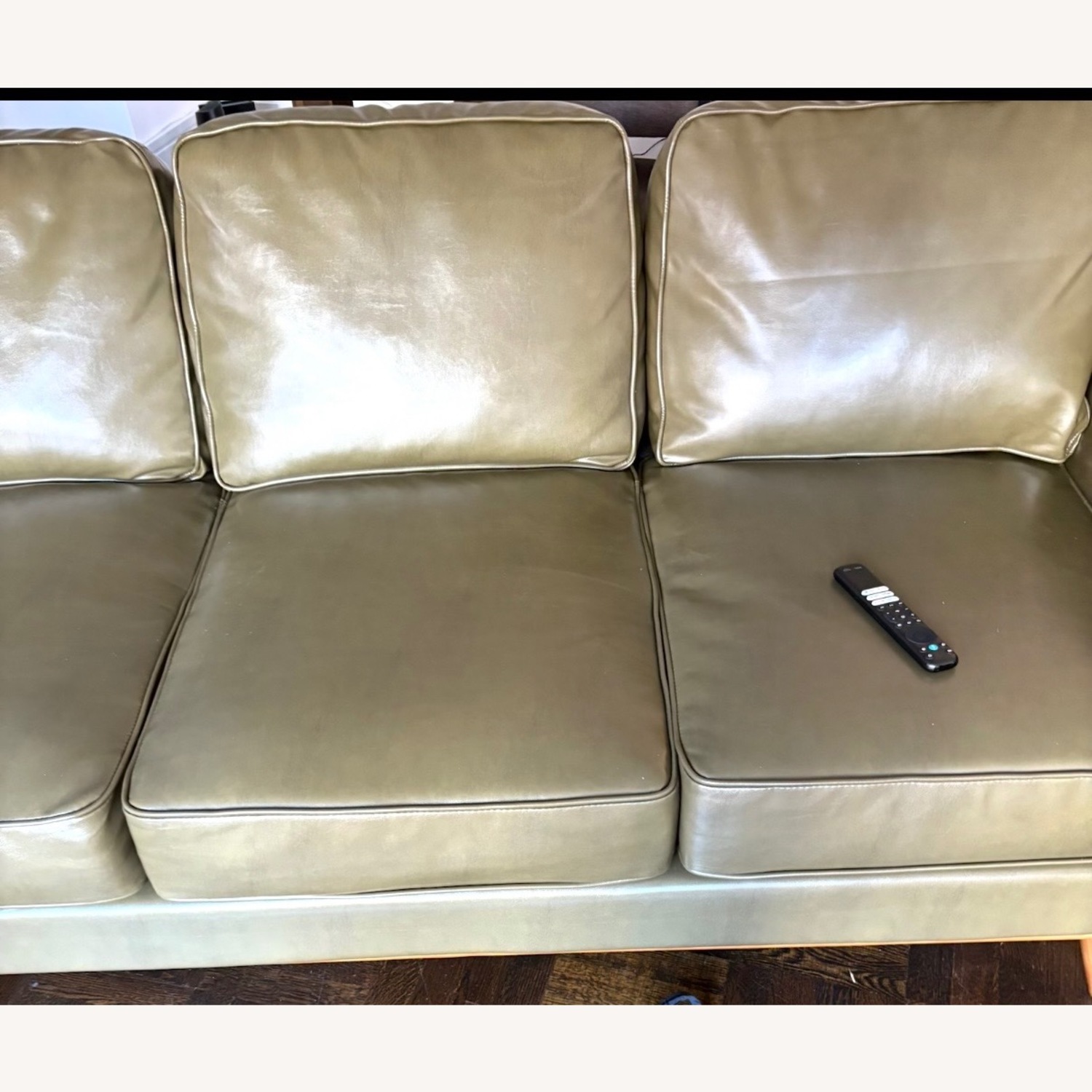 AllModern Reeves Green Leather 3+ Seater Sofa - image-8