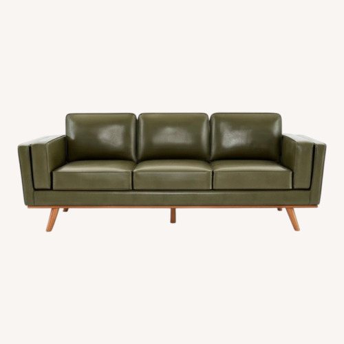 Used AllModern Reeves Green Leather 3+ Seater Sofa for sale on AptDeco