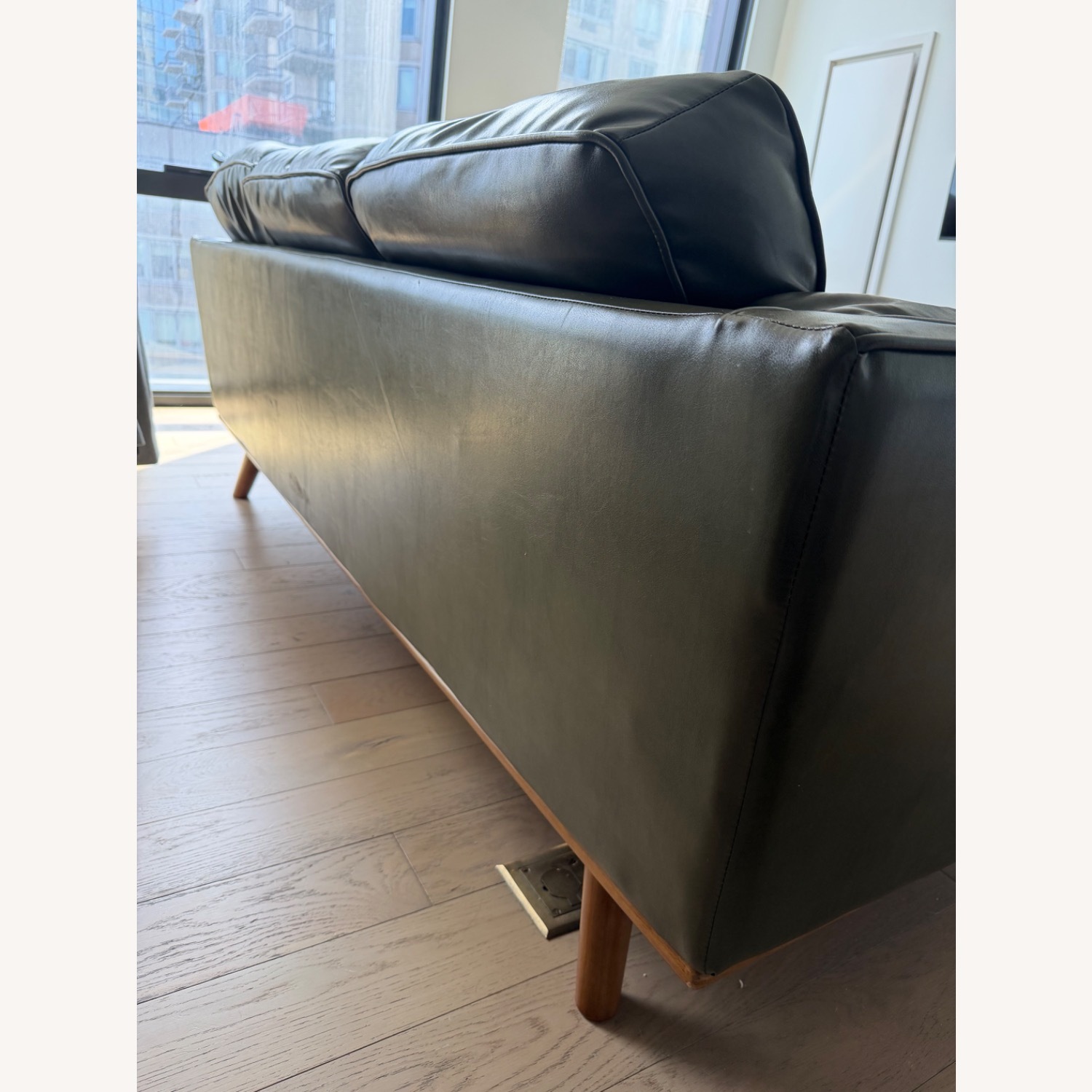 AllModern Reeves Green Leather 3+ Seater Sofa - image-7