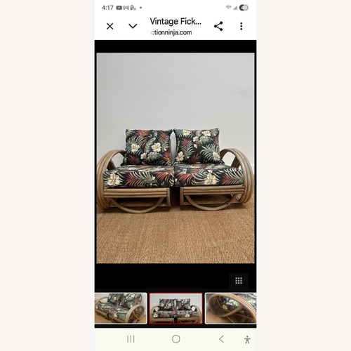 Used Vintage Rattan Loves Eating with Cushions  for sale on AptDeco