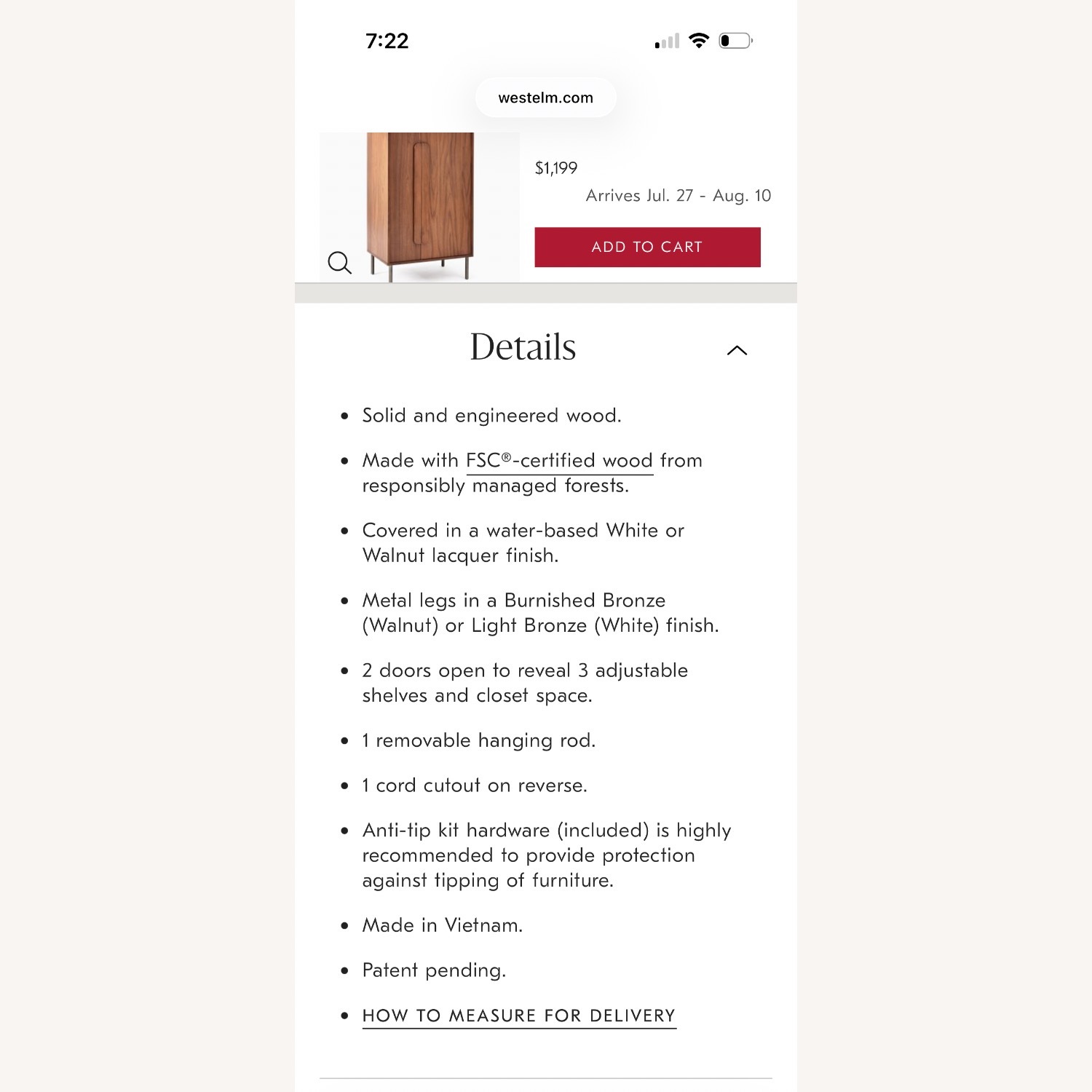 West Elm White Wood Armoire - image-5
