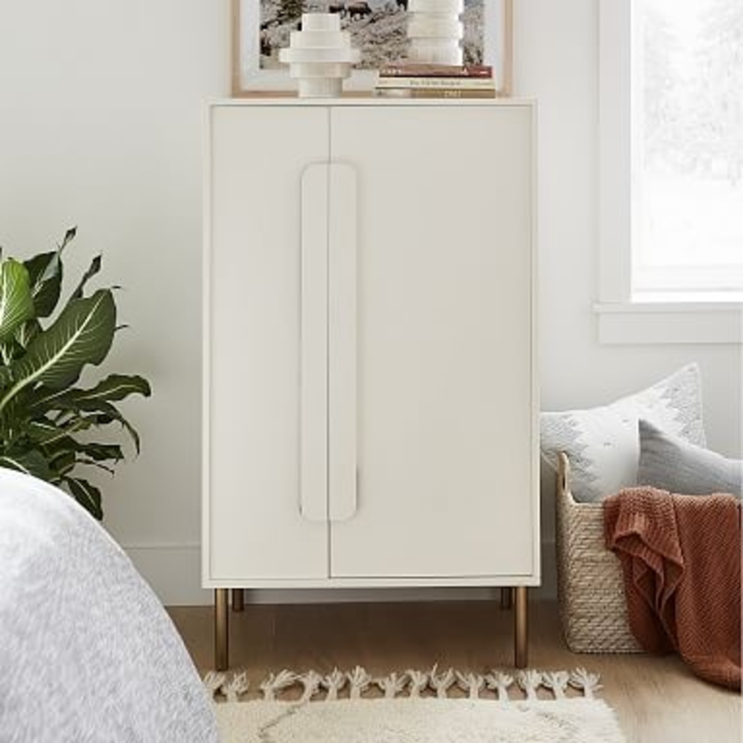 West Elm White Wood Armoire - image-6