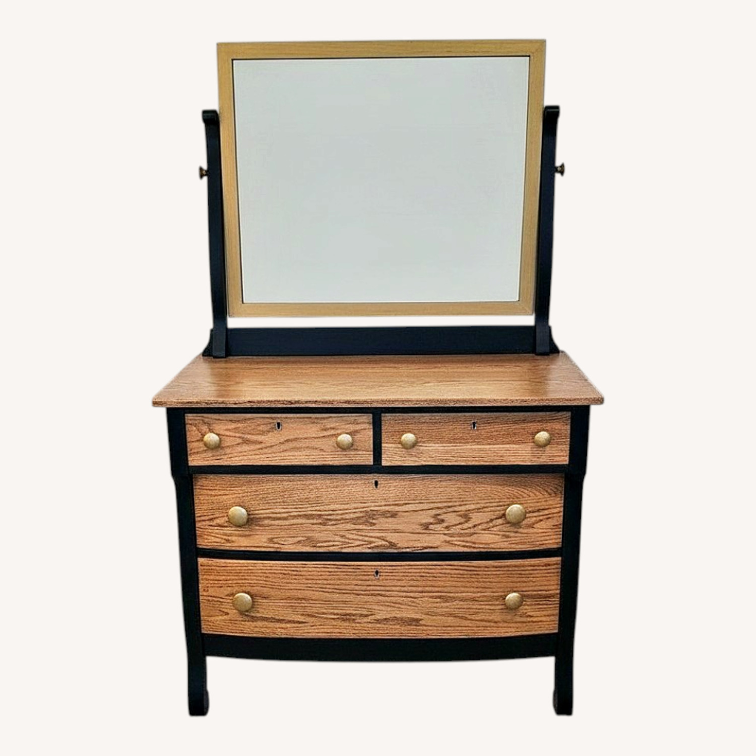 Solid Oak Dresser with Black & Gold - image-0