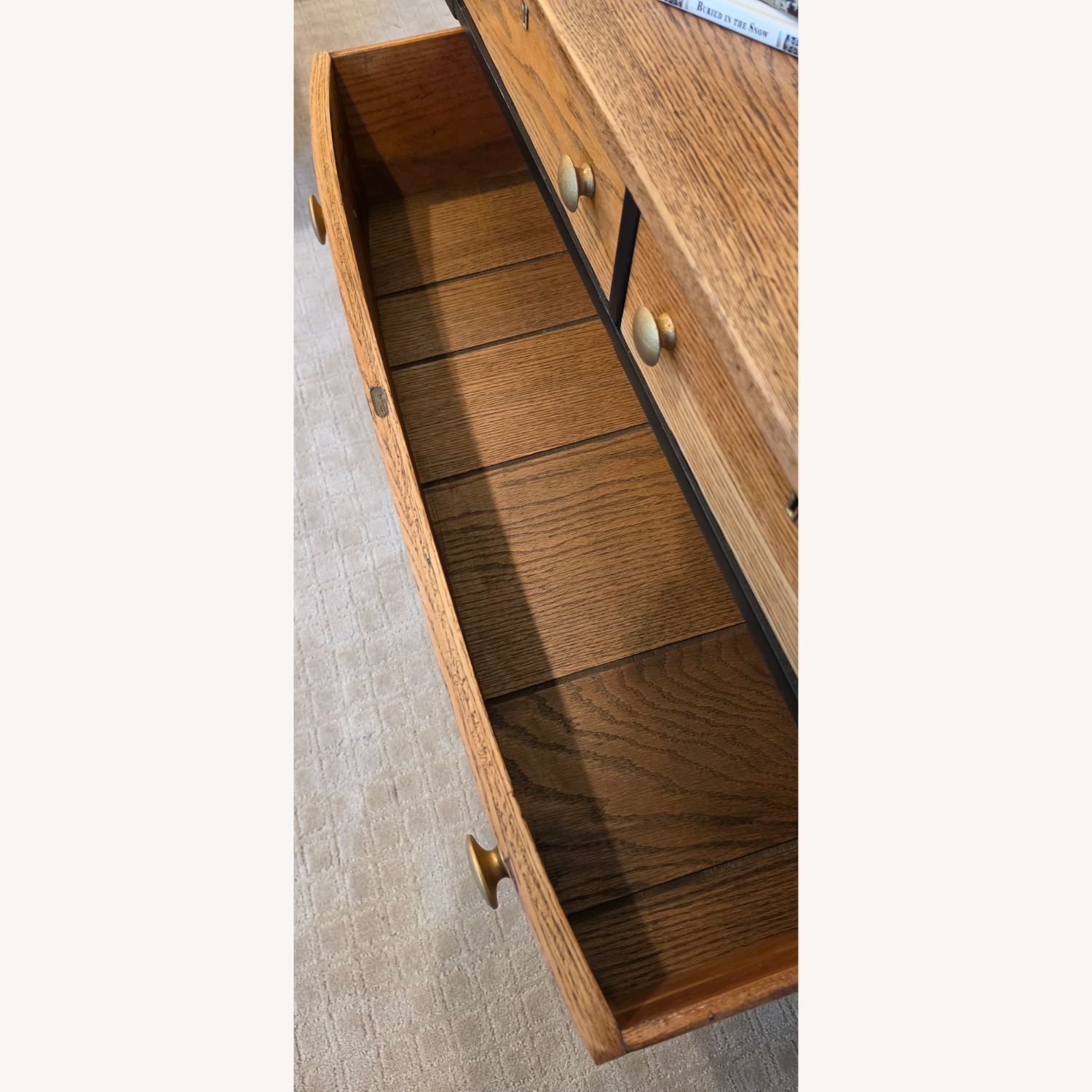 Solid Oak Dresser with Black & Gold - image-3
