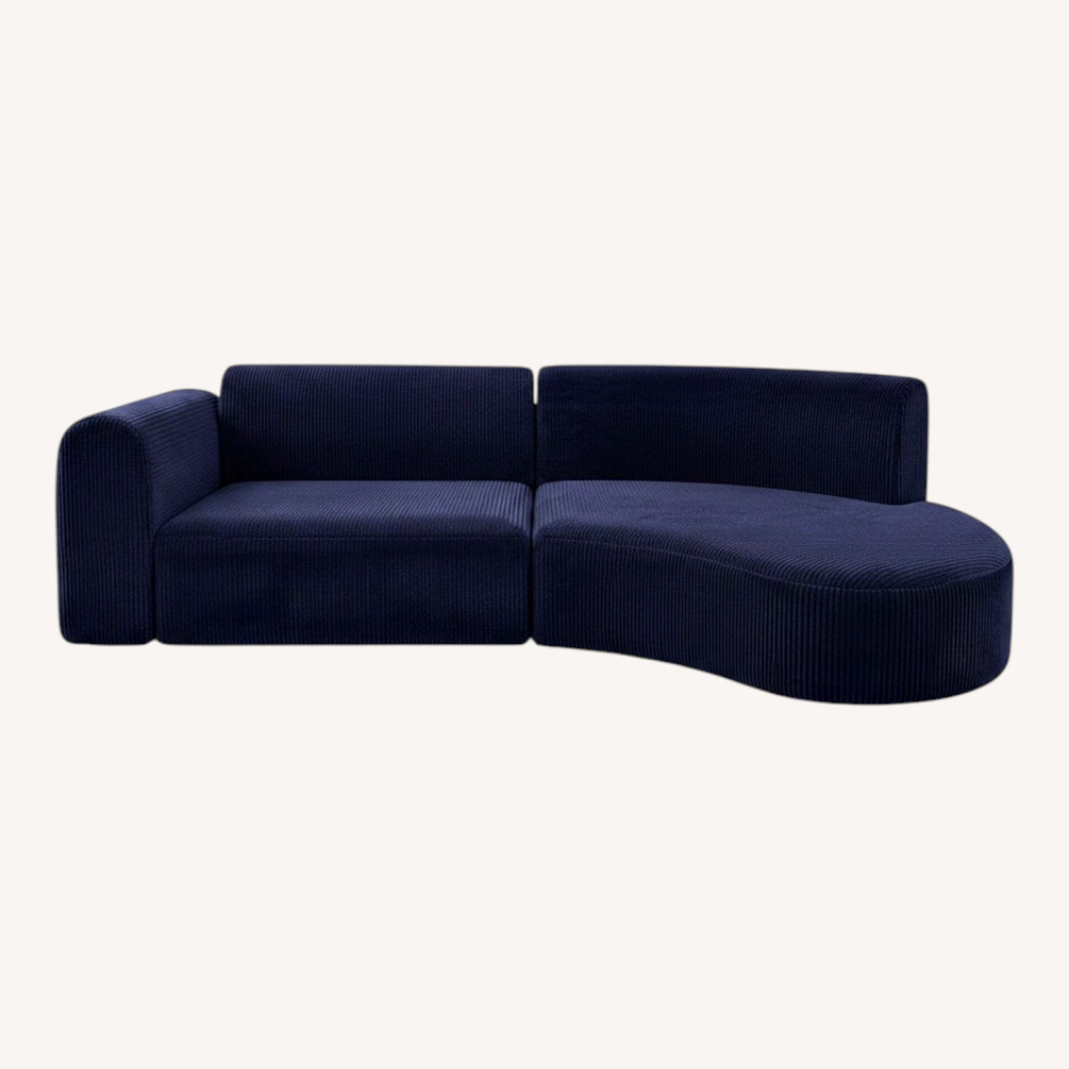 Wayfair Sofa Sectional Curve Japandi Style Navy Corduroy - image-0