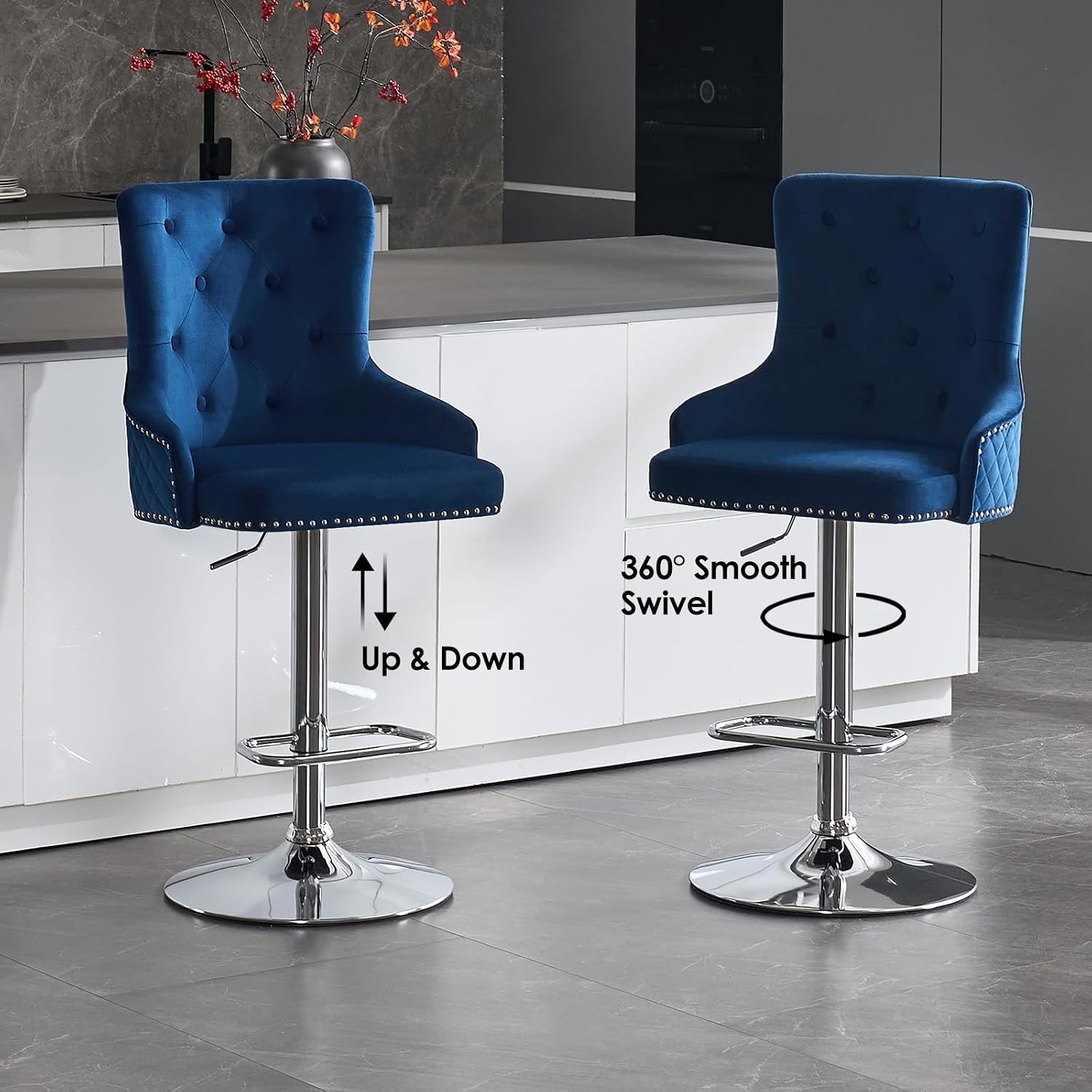 Amazon Blue Velvet Dining Chairs - image-8