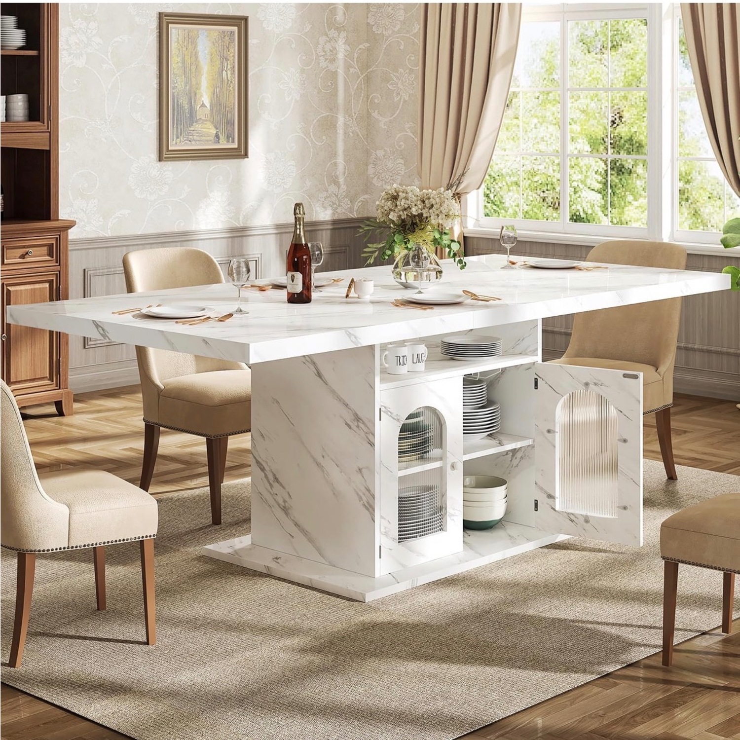 Amazon White Wood Dining Table - image-1