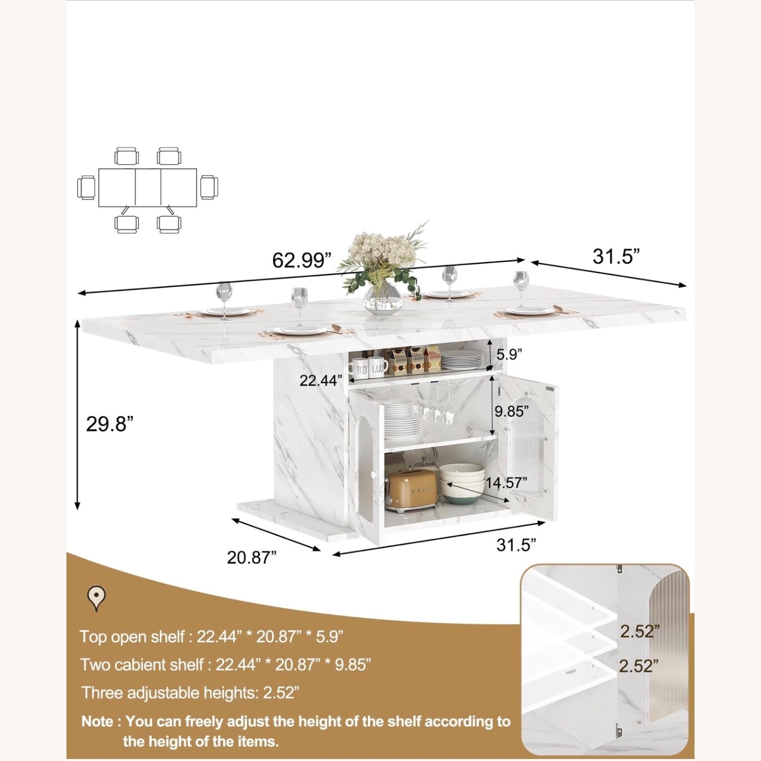 Amazon White Wood Dining Table - image-2