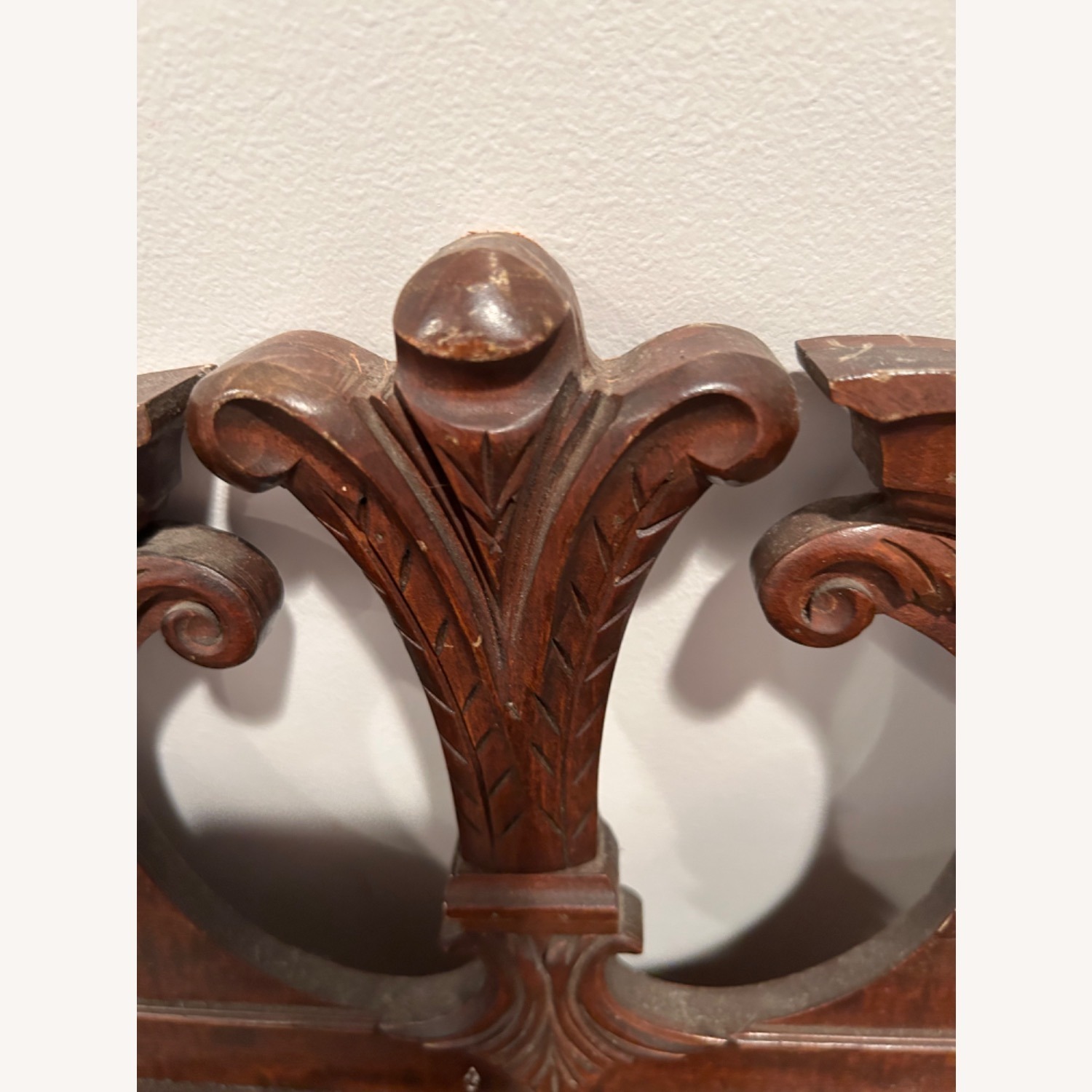 Antique Vintage Carved Wood Wall Mirror - image-5