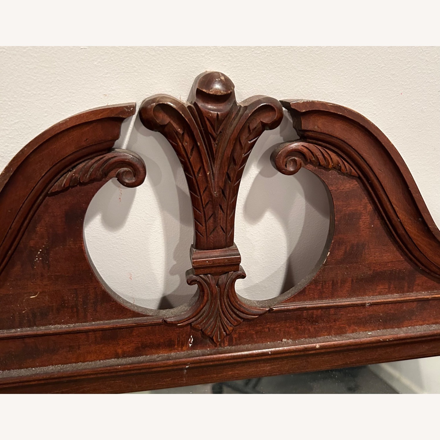 Antique Vintage Carved Wood Wall Mirror - image-2