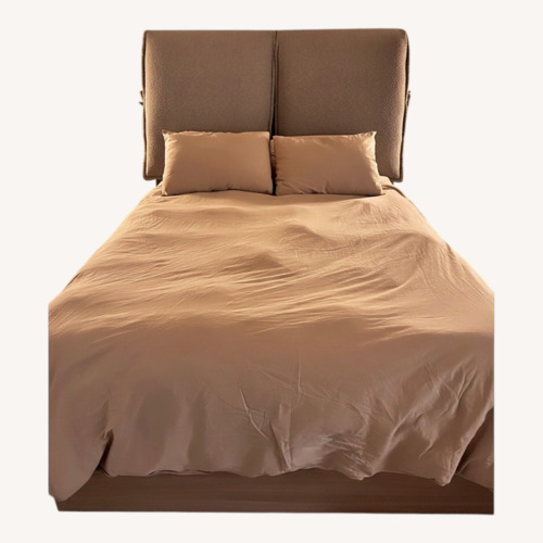 Used Value City Light Gray Boucle Queen Bed for sale on AptDeco