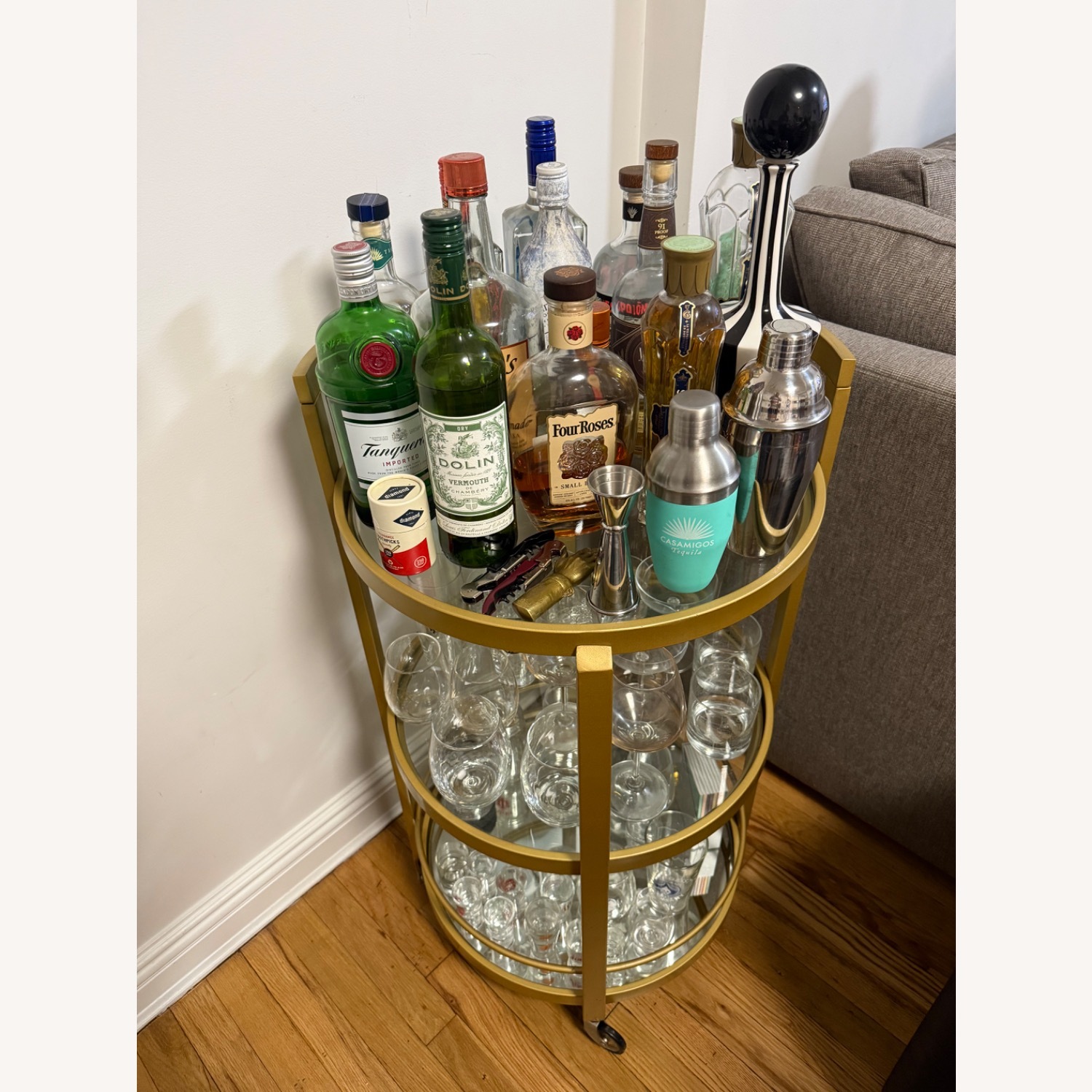 Gold Metal Bar Cart - image-2