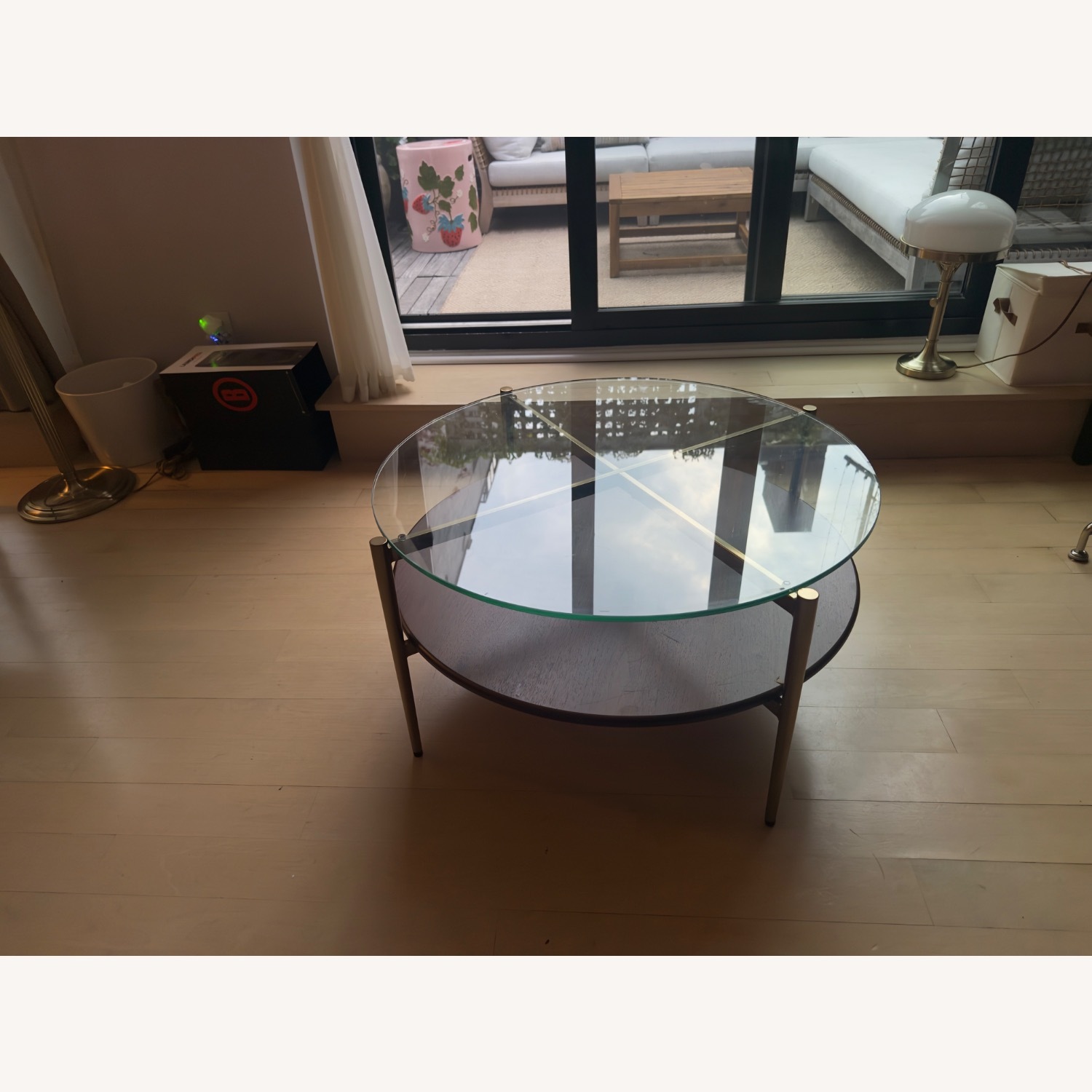 West Elm Dark Brown Glass Coffee Table - image-1