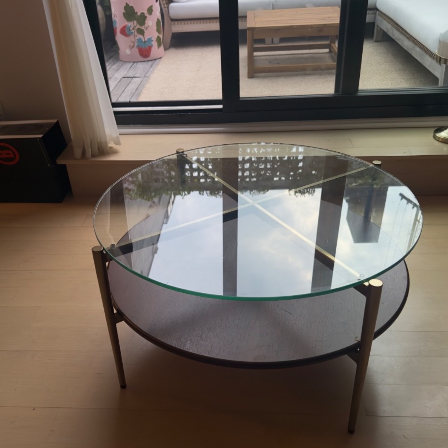 West Elm Dark Brown Glass Coffee Table - image-5