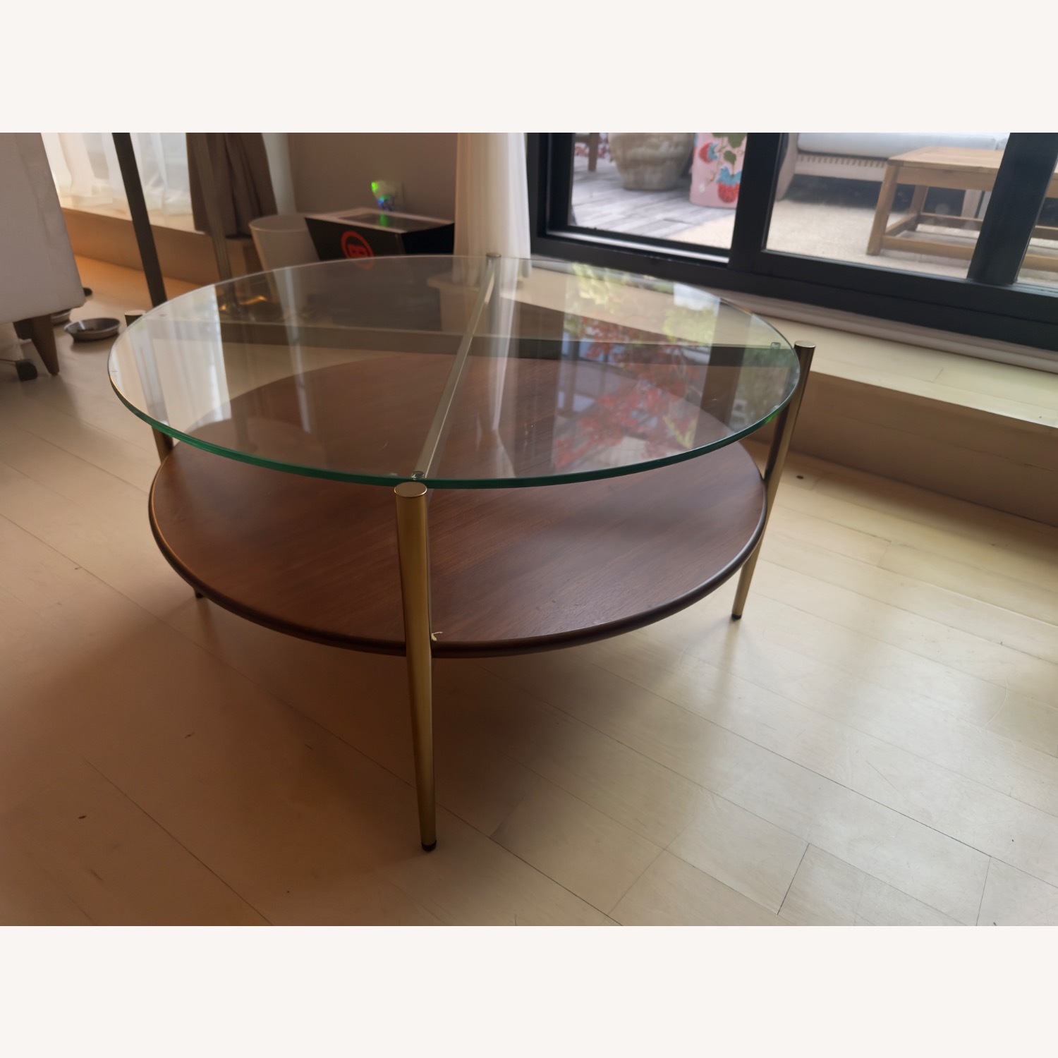 West Elm Dark Brown Glass Coffee Table - image-2