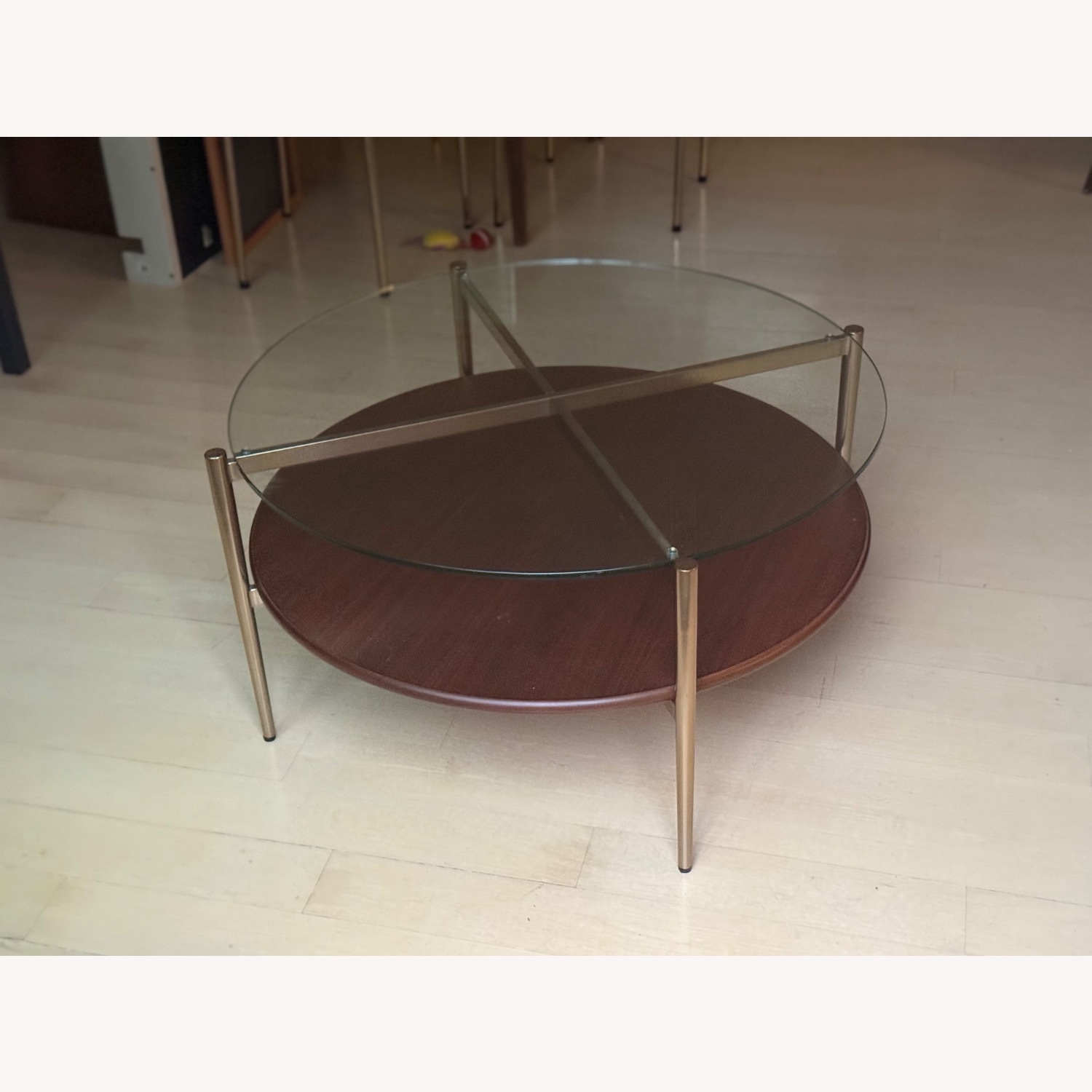 West Elm Dark Brown Glass Coffee Table - image-4