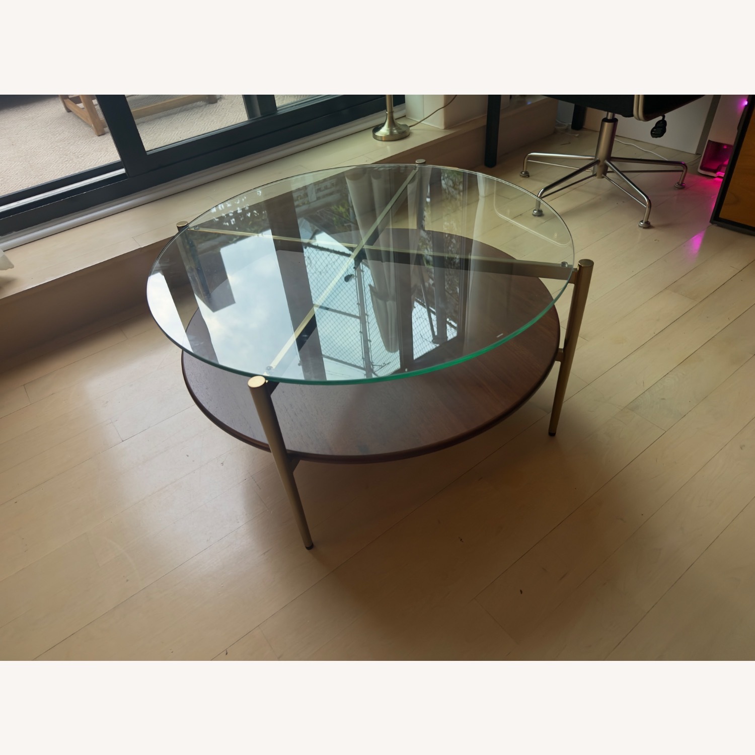 West Elm Dark Brown Glass Coffee Table - image-3