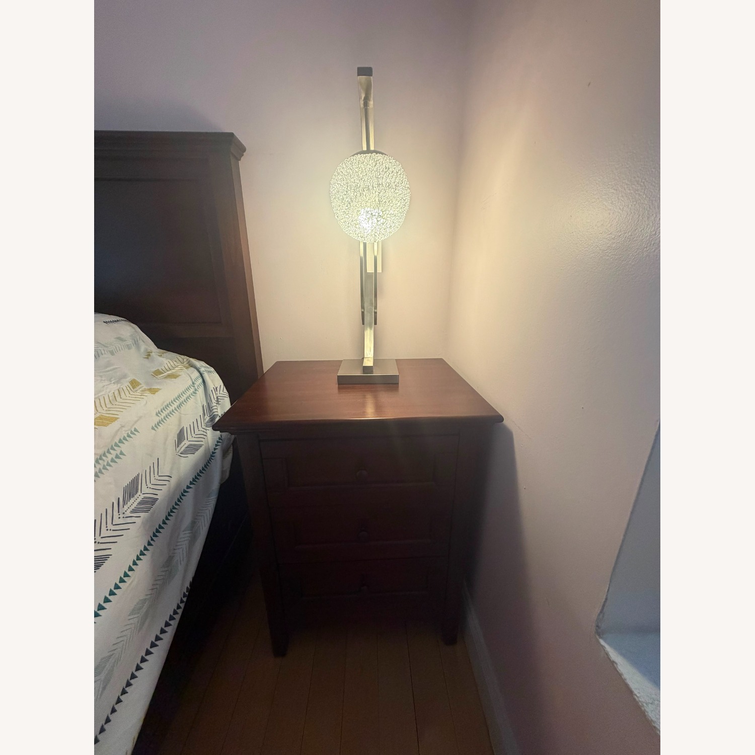 Raymour & Flanigan Dark Brown Wood Nightstand - image-1