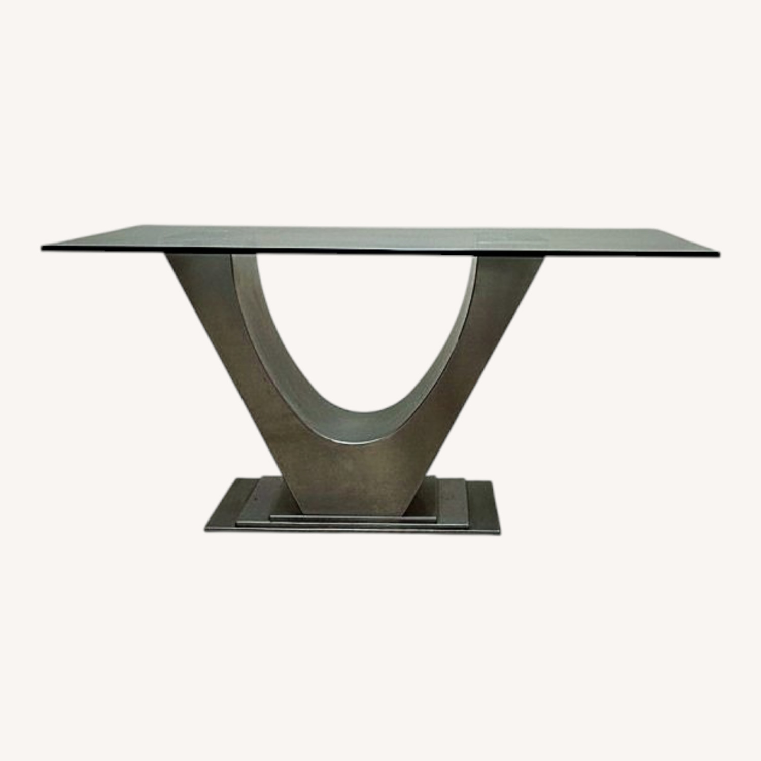 Glass Dining Table with Chrome Pedestal - image-0